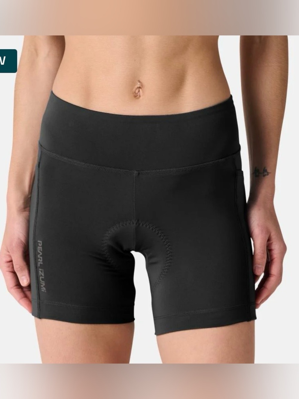 NWT Pearl Izumi Women’s Sugar 5 inch Short, Form Fit, black, size medium